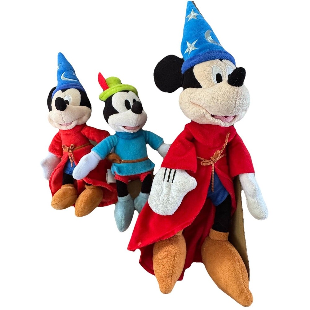 Lot Of Three Disney Mikey Mouse Plush 2018 2000 & Disney Store Musical Fantasia